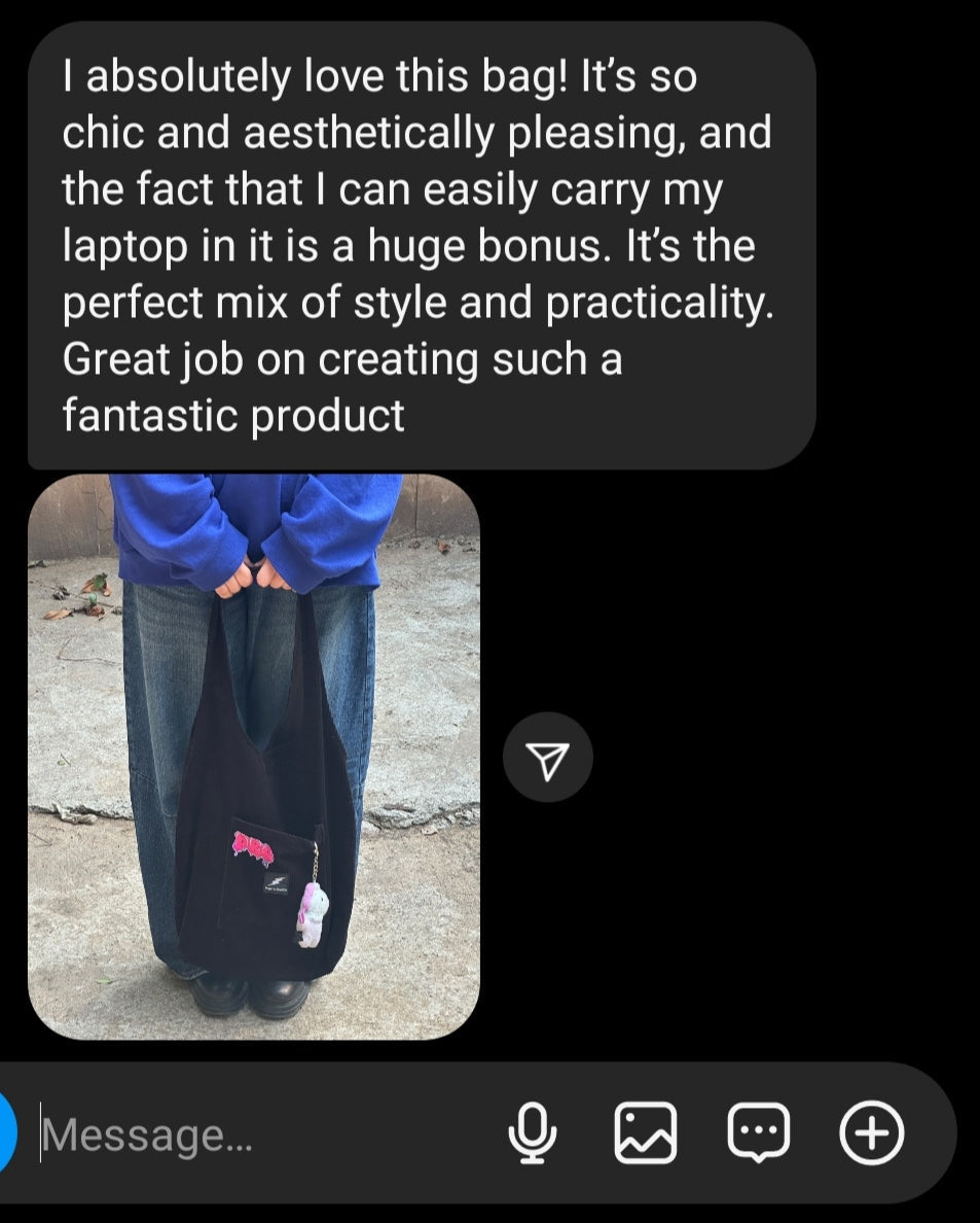 Black Corduroy hobo Bag