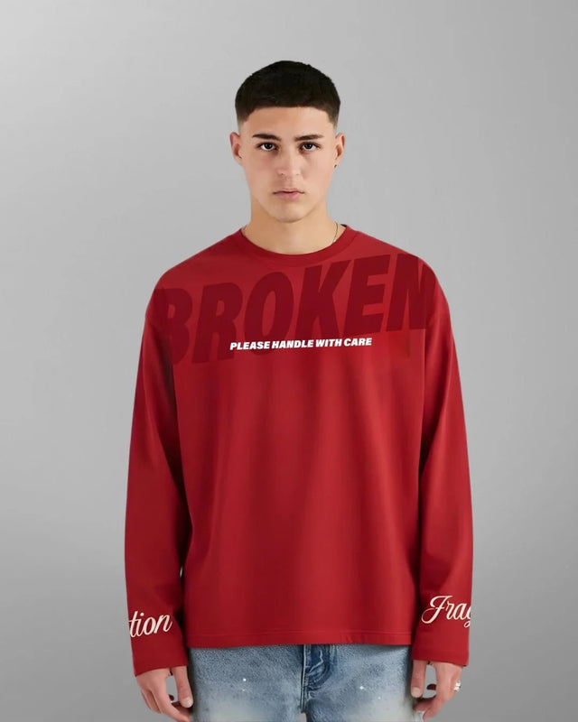 Broken Boxy Long Sleeve - RedTauxxic