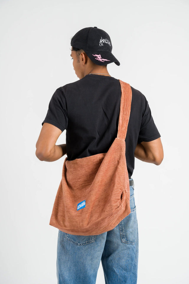 Corduroy Cross-Body Bag - Brown