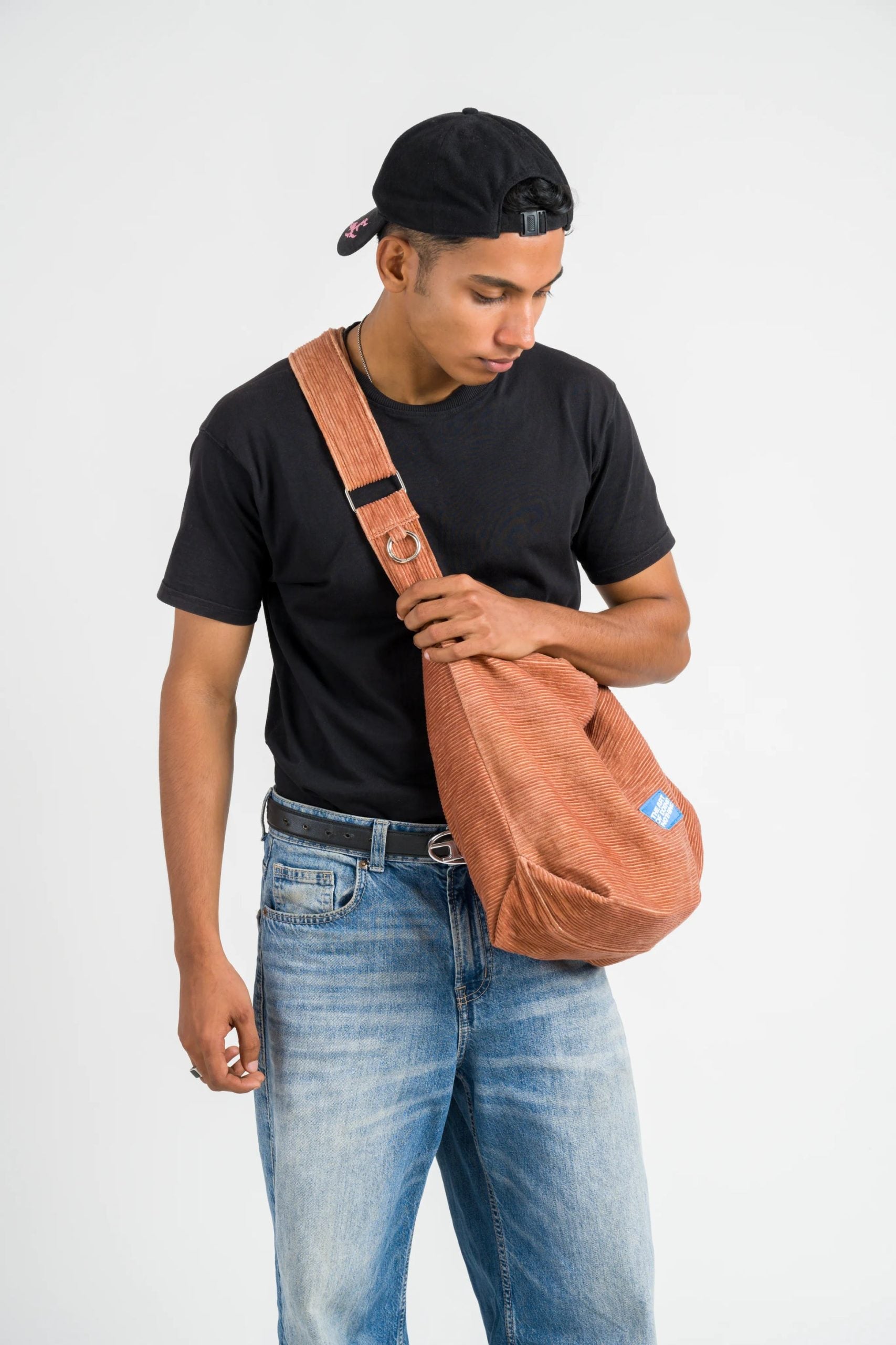 Corduroy Cross-Body Bag - Brown