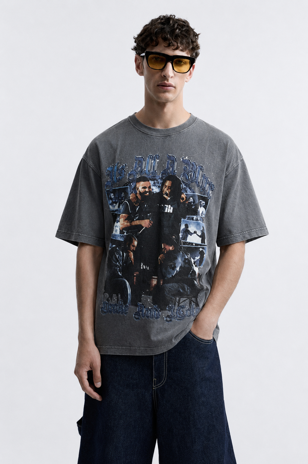 THE BOY AND COLE  FPS VINTAGE GREY HEAVYWEIGHT GRAPHIC TEE