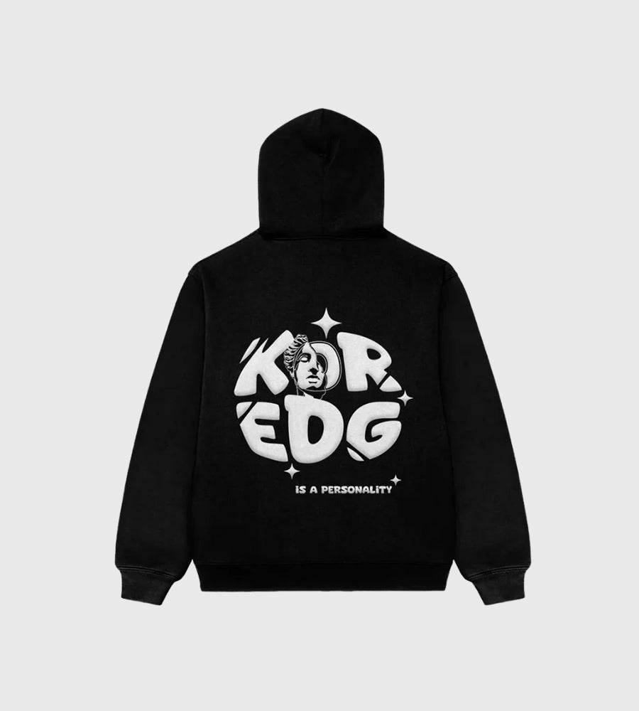 KOREDG BLACK OVERSIZED HOODIE