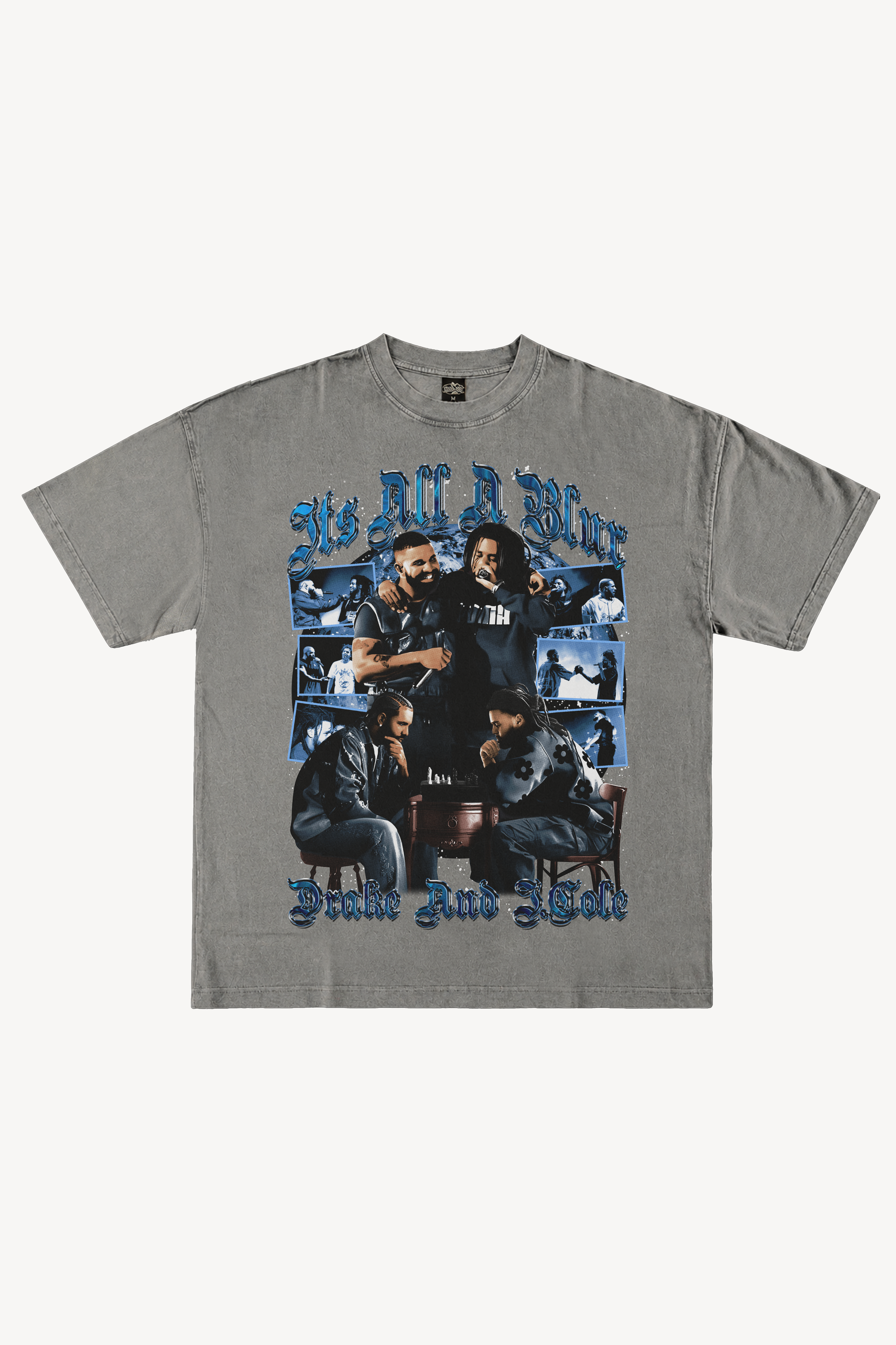 DRAKE AND J COLE GRAPHIC T-TSHIRT VINTAGE GREY