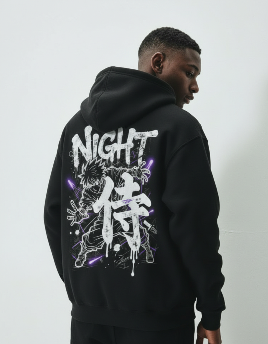 SHADOW PULSE BLACK OVERSIZE HOODIE