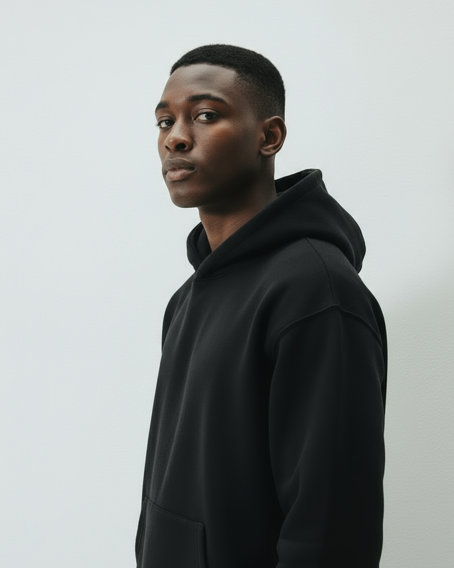 SHADOW PULSE BLACK OVERSIZE HOODIE