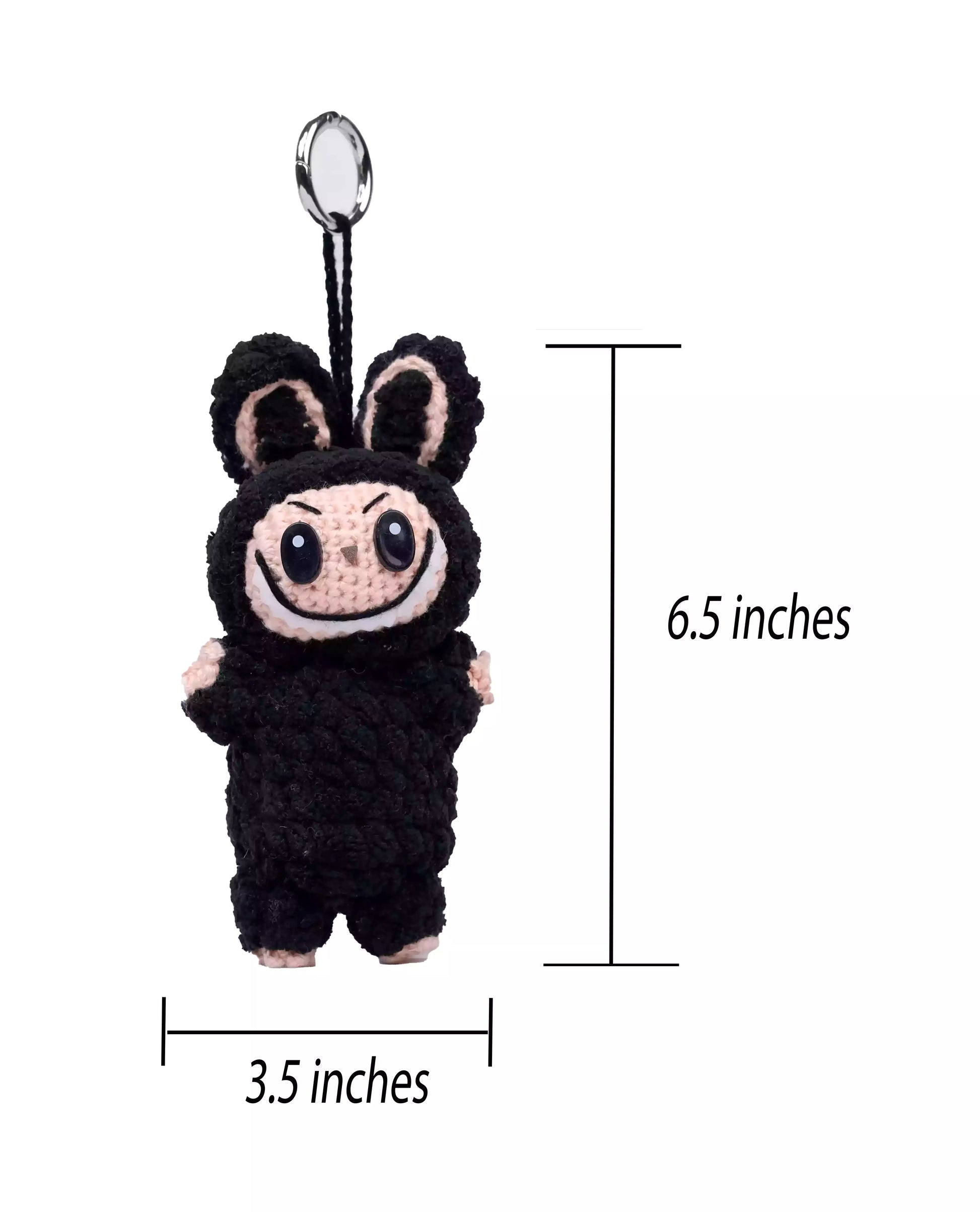 Crochet Labubu Doll - Pure Black