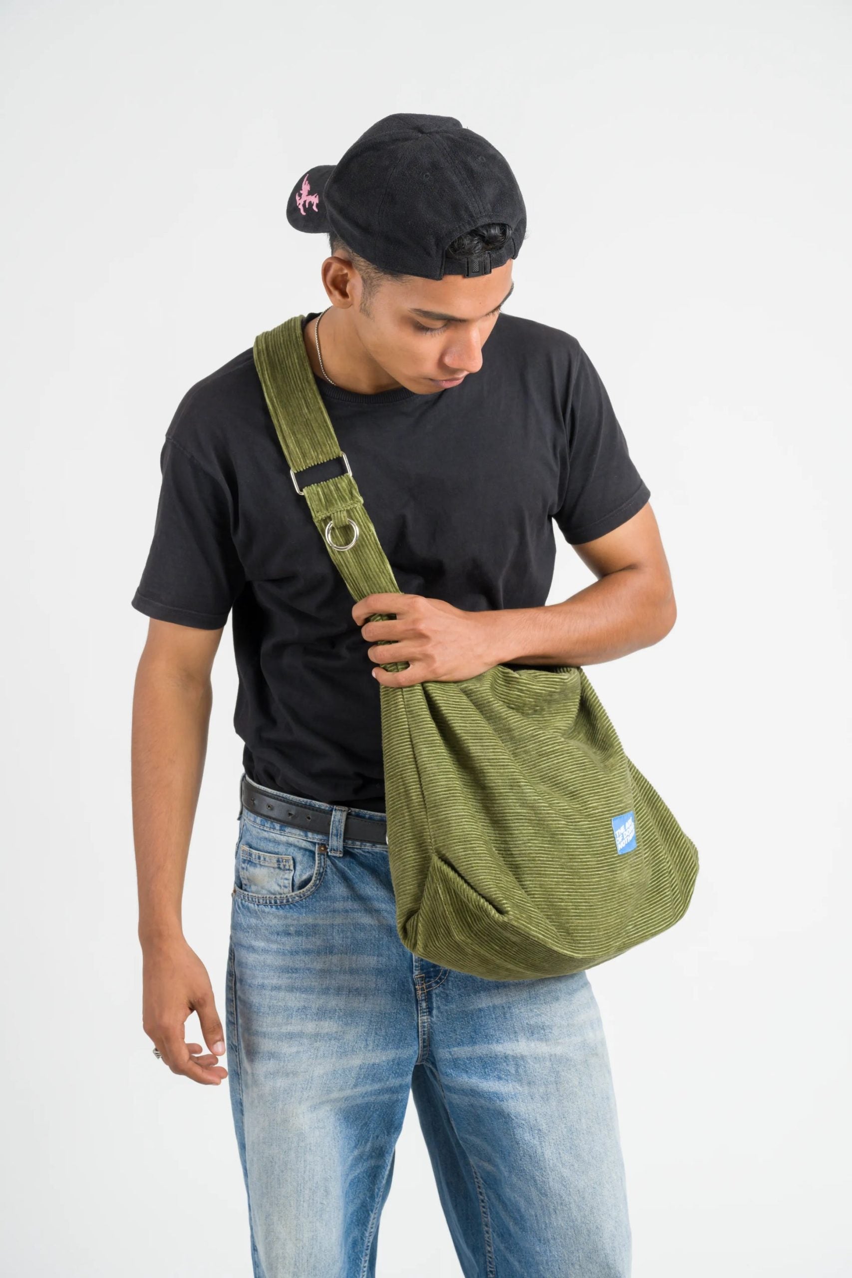 Corduroy Cross-Body Bag - Military Green