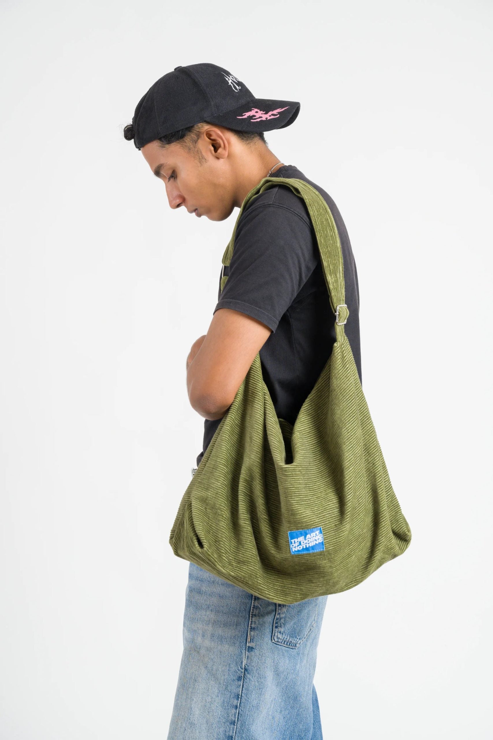 Corduroy Cross-Body Bag - Military Green