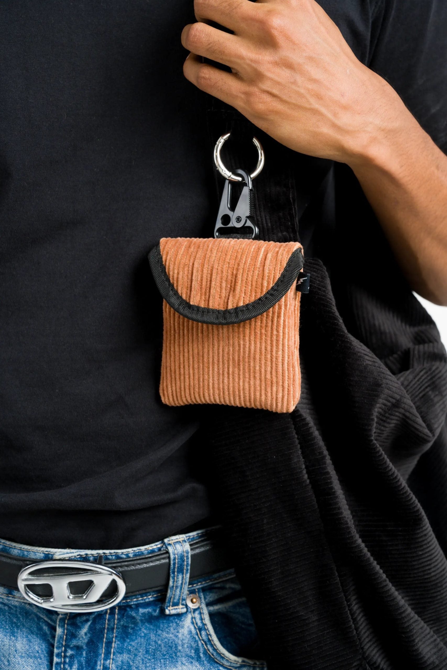 Corduroy Cross-Body Bag - Black