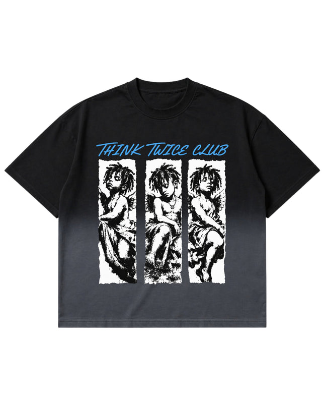 Black Ombré Wash Boxy Fit T-shirt Front Design