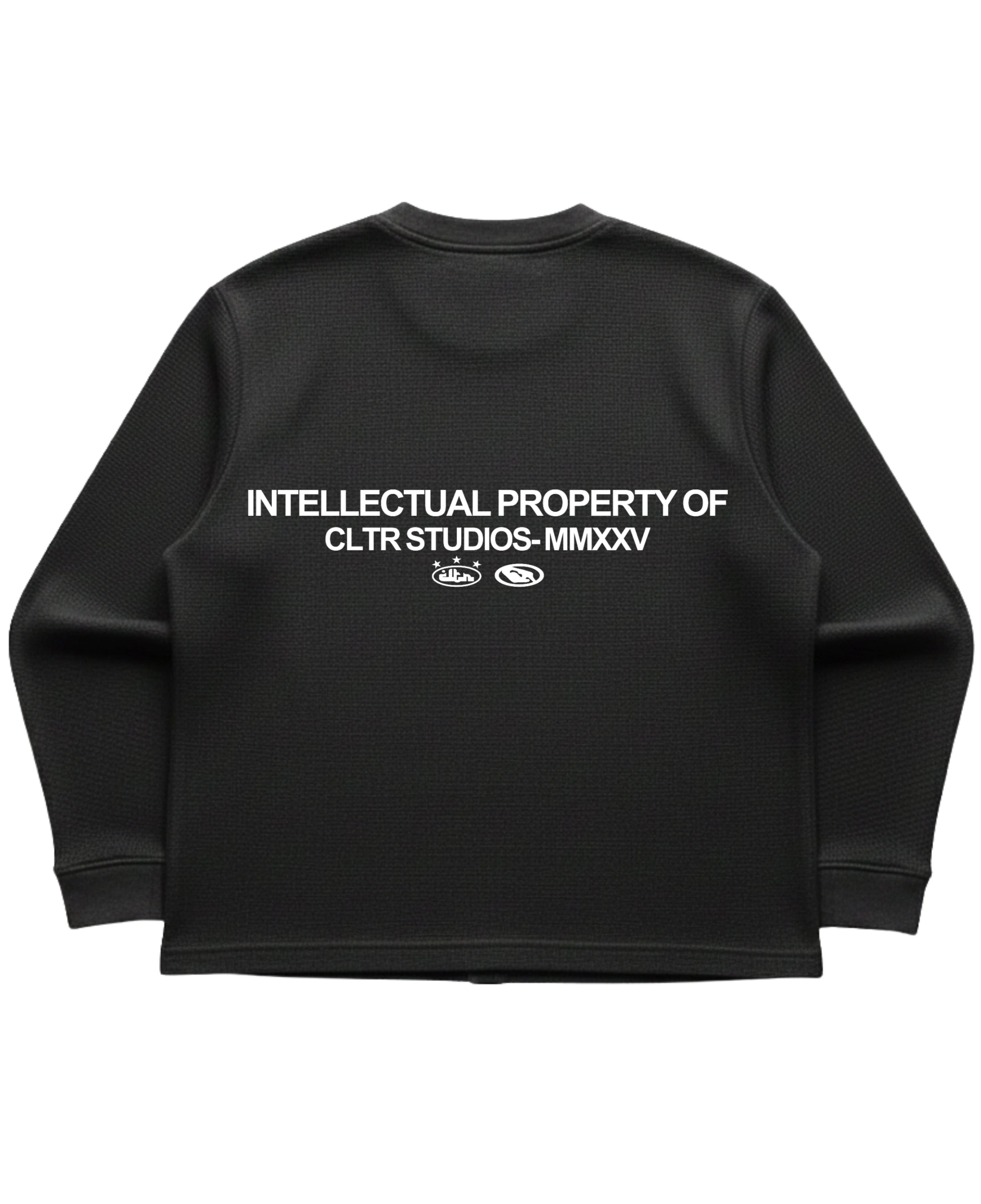 Black waffle knit oversized full-sleeve Back Design