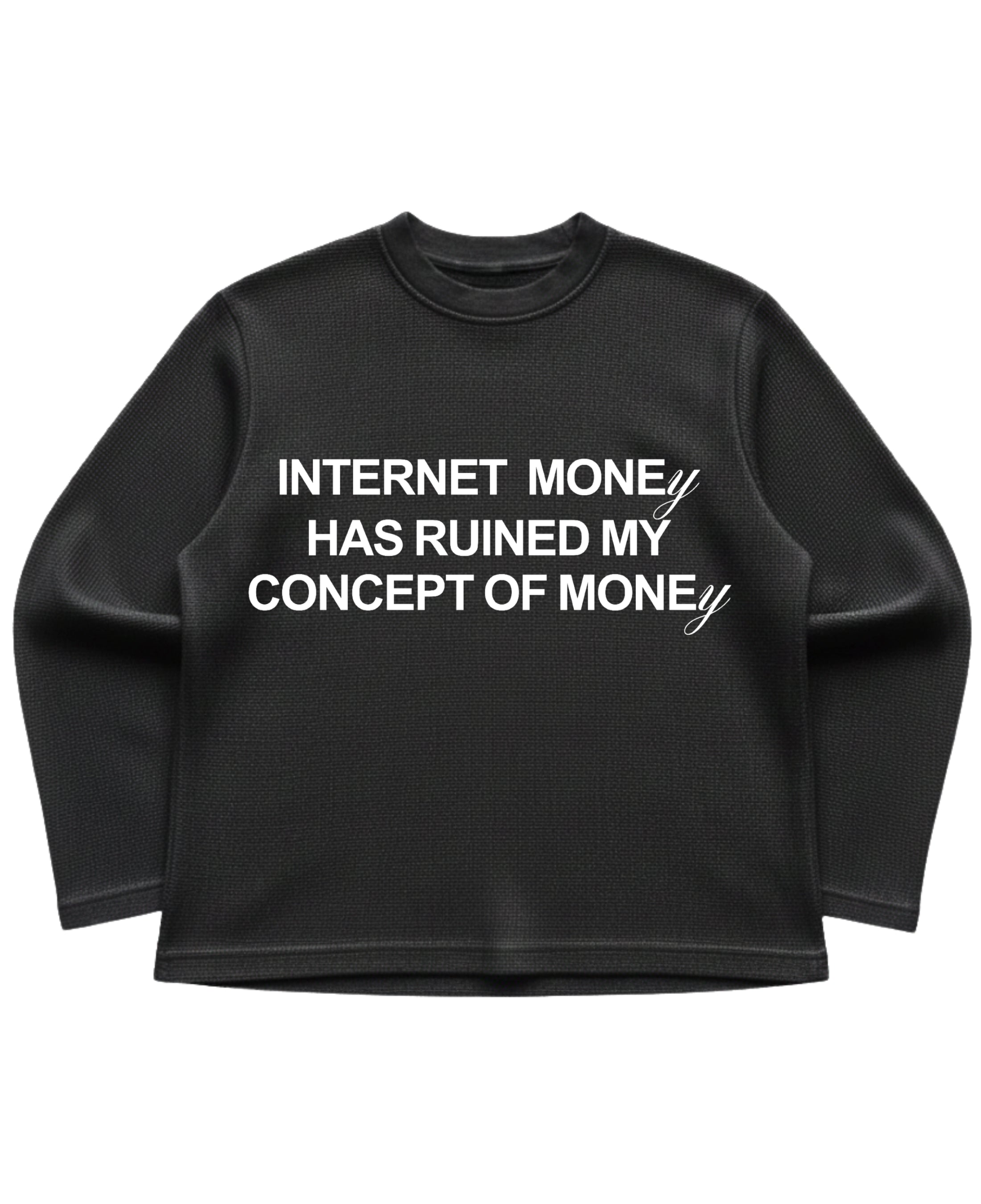 Black waffle knit oversized full-sleeve Front Design