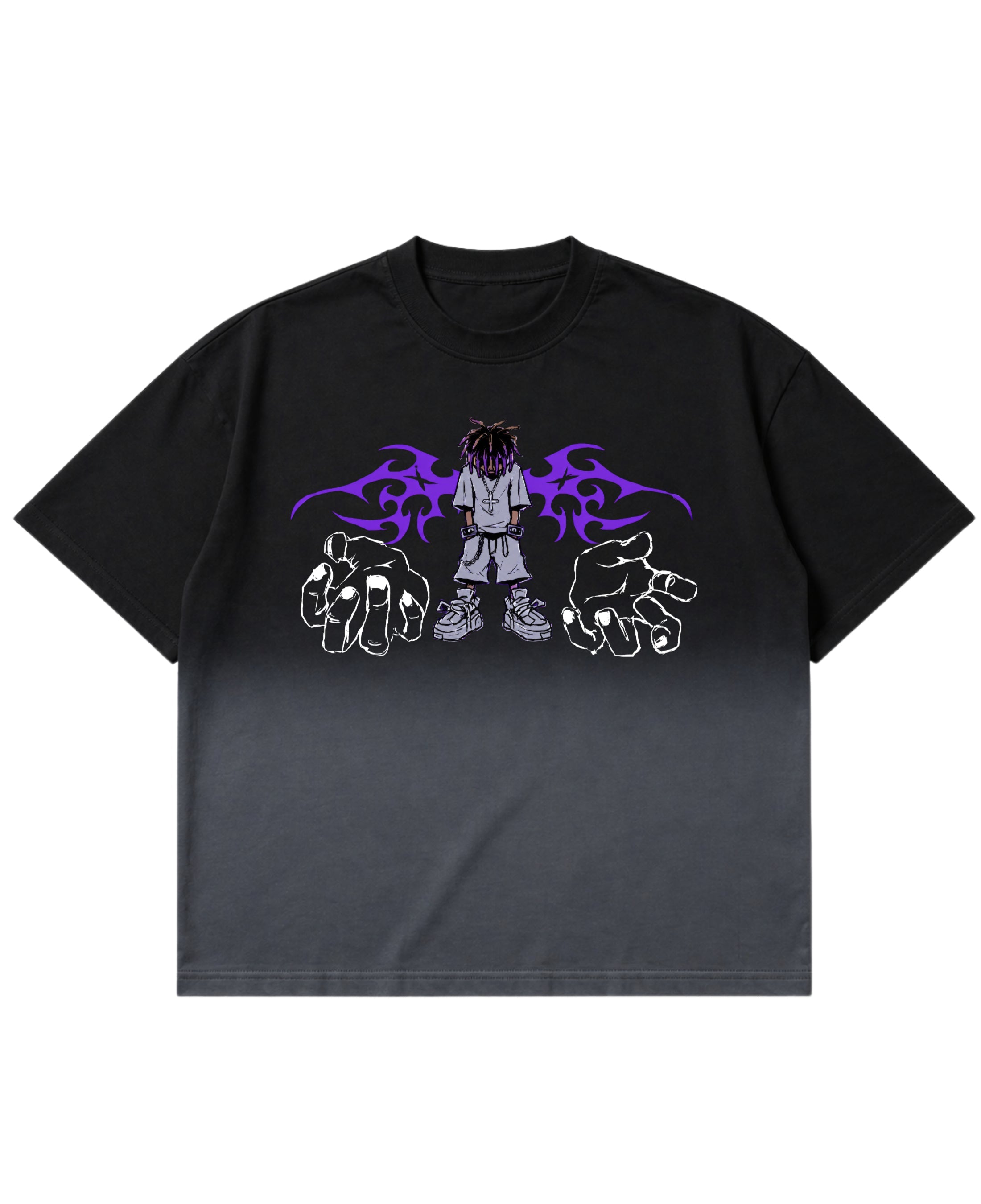 Black Ombré Wash Boxy Fit T-shirt Front Design