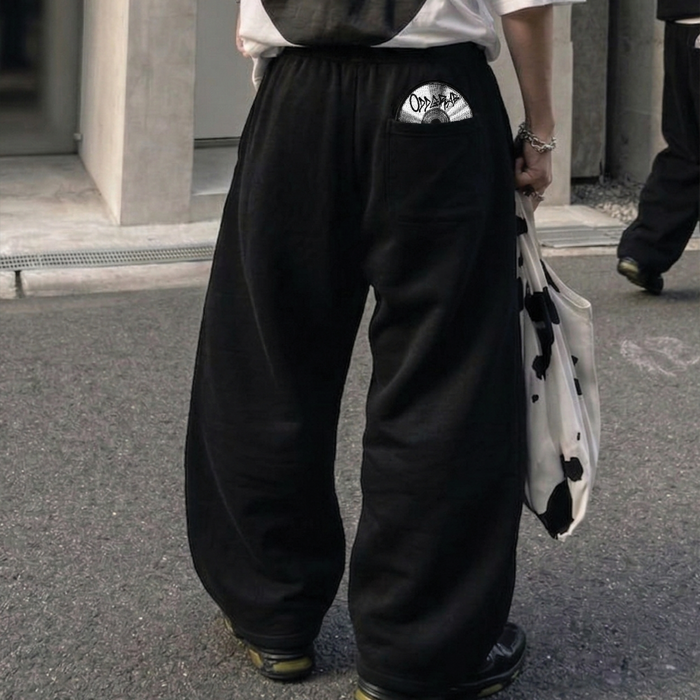 Record Baggy Black Sweatpants