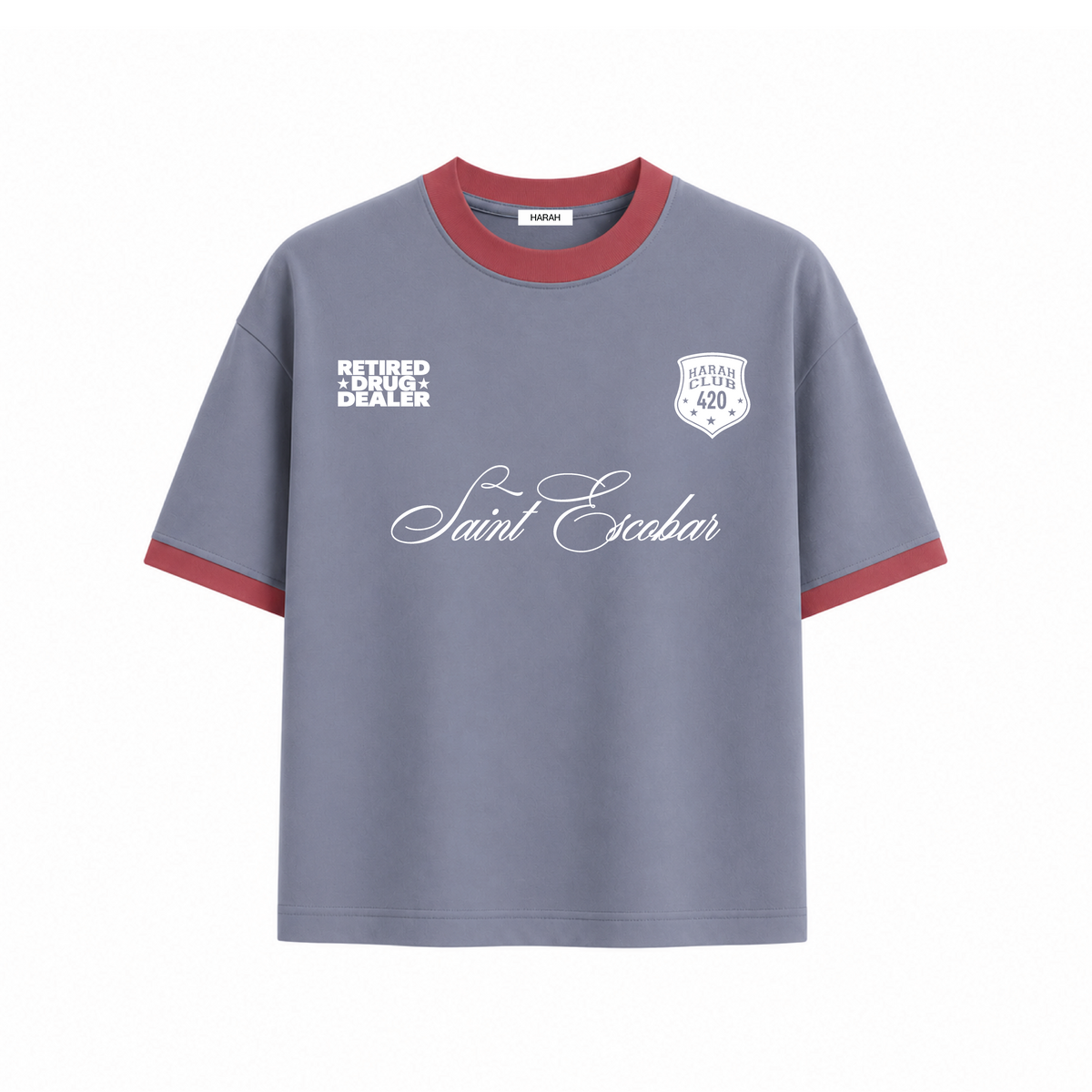 Harah Grey Ringer Tee Cropped
