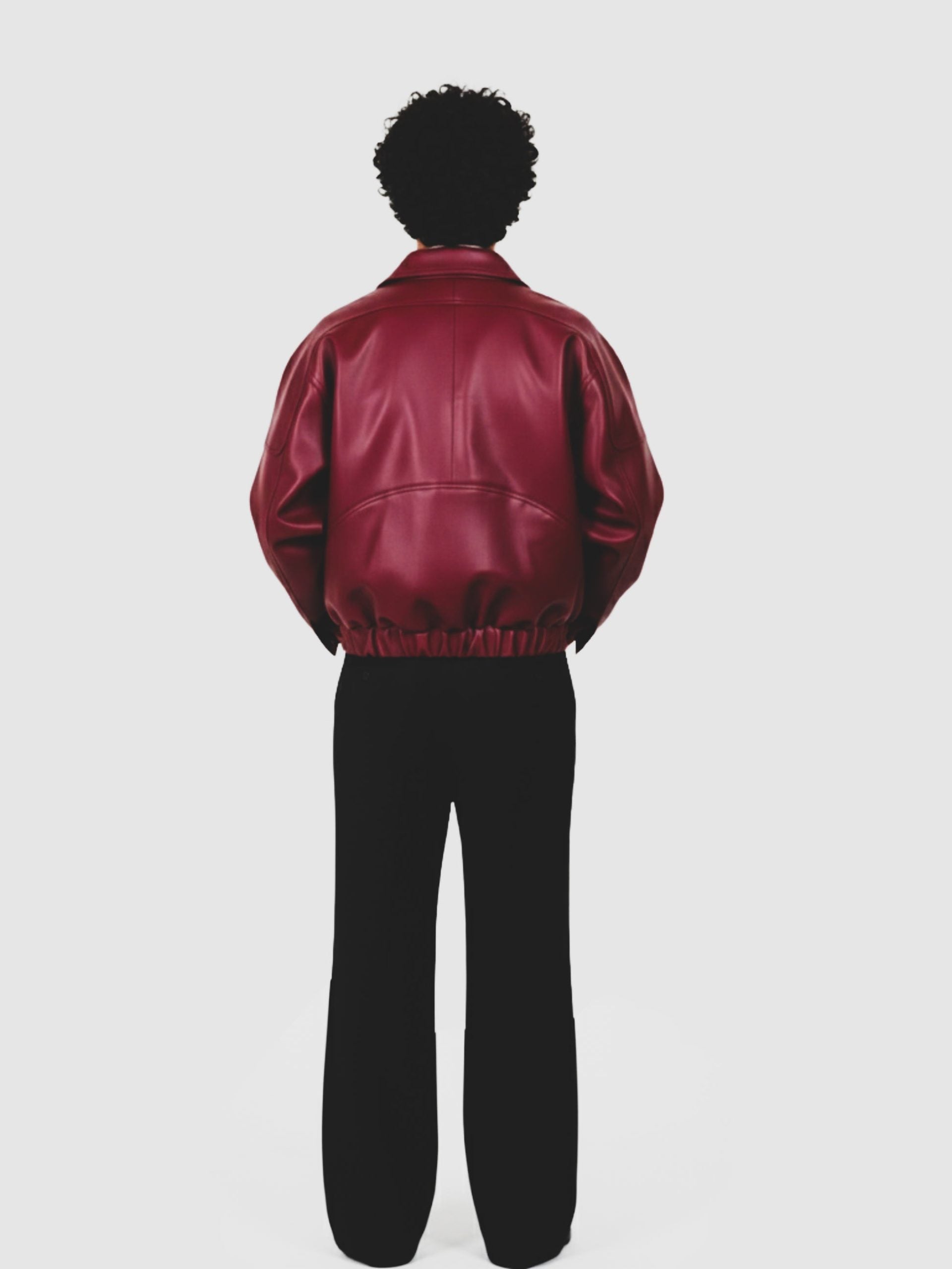 LON LEATHER JACKET - CHERRY RED [UNISEX BOMBER]