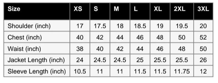 Size chart