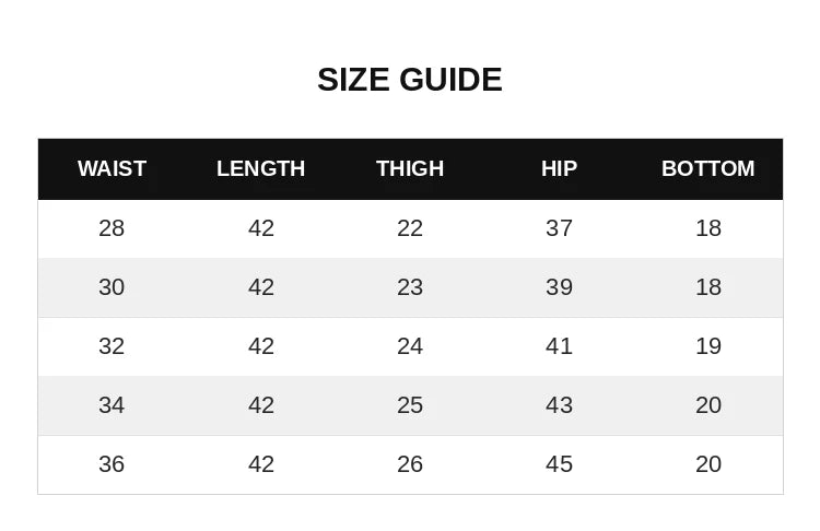 Size chart