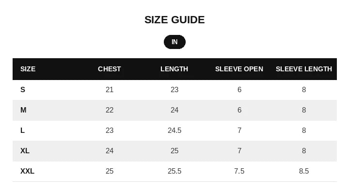 Size chart