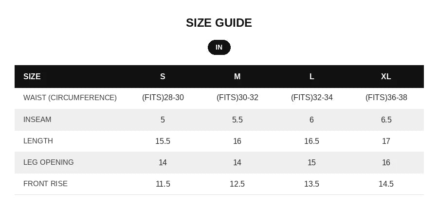 Size chart