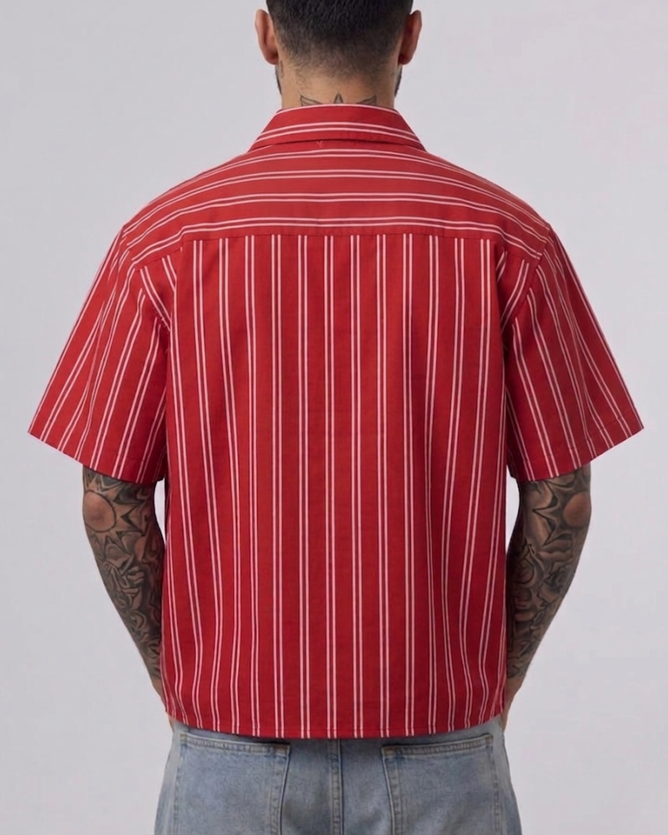 CLASSIC RED STRIPPED BOXY SHIRT